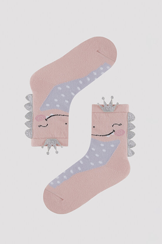 Kız Çocuk Parıltı Detaylı Queen Soket Çorap - 2
