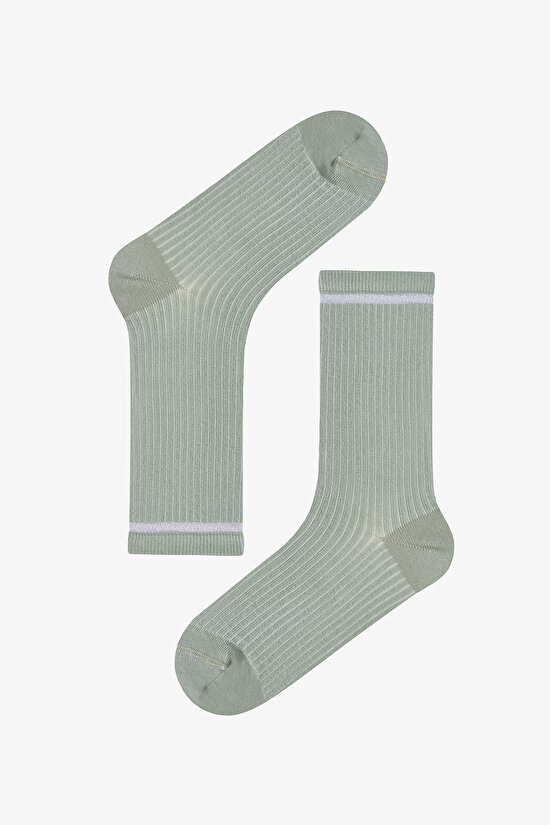 Mixed Shiny Nature Striped Cotton Glitter 5 Pack Ankle Socks - 3