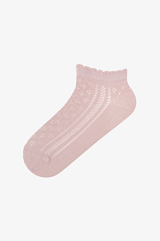 3 Çift Pamuklu Ajurlu Fırfırlı Patik Çorap - 4