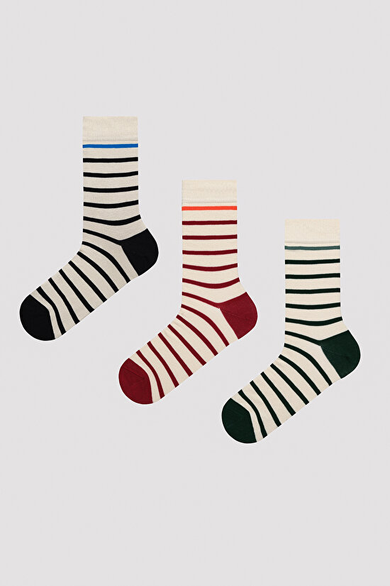 Erkek Basic Stripe 3lü Soket Çorap - 1