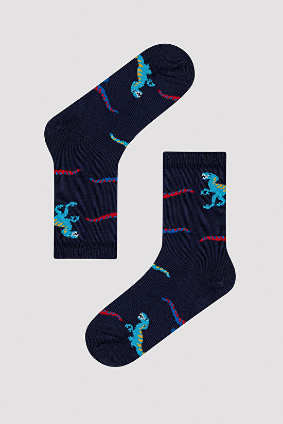 Erkek Çocuk Fun Dinosaur Lacivert 4lü Soket Çorap - 3