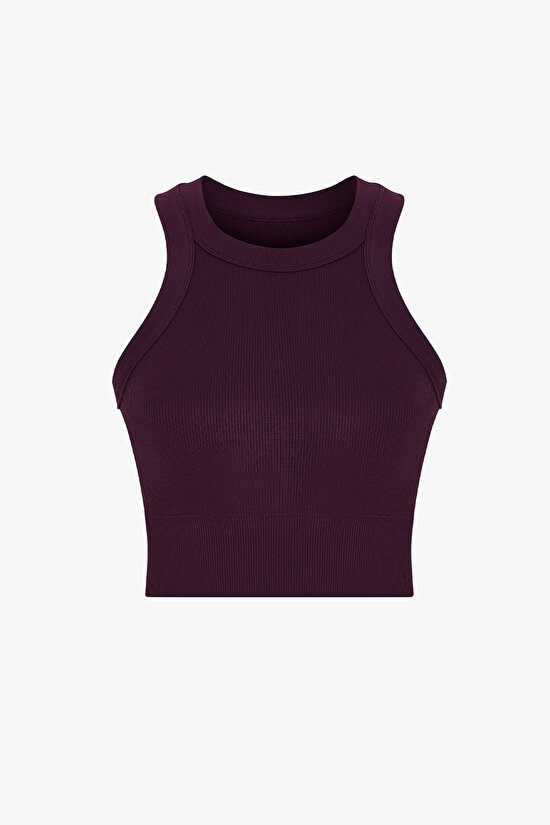 Bordo Seamless Dikişsiz Halter Yaka Askılı Atlet - 5