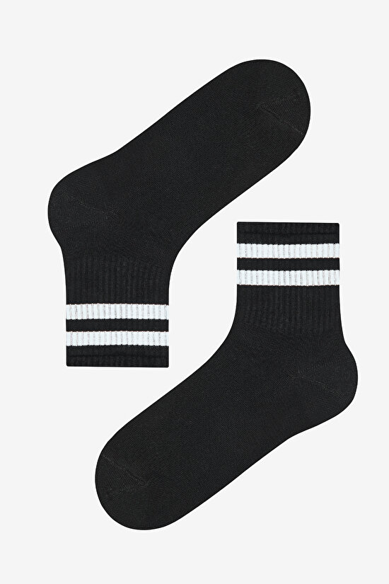 Leopard Stripe Tennis Black 2in1 Socket Socks - 3