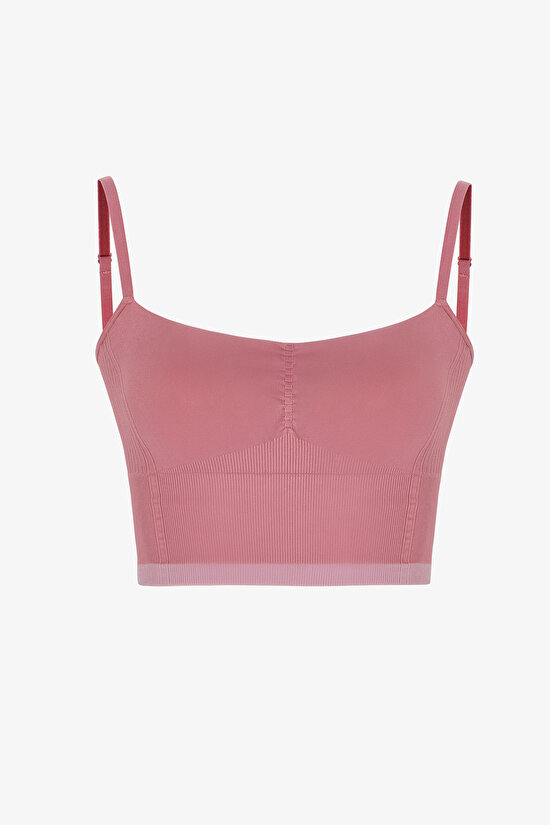 Pembe Çizgili Dikişsiz Seamless Spor Sütyeni - 1