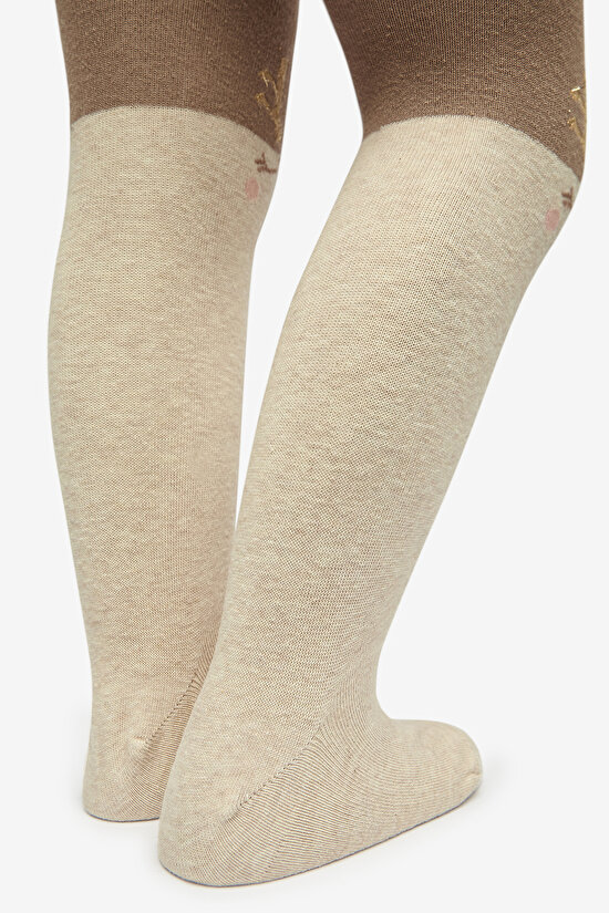 Pretty Sweet Deer Bej Külotlu Çorap - 5