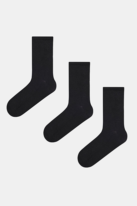 Erkek RC Siyah 3lü Tenis Soket Çorap - 1