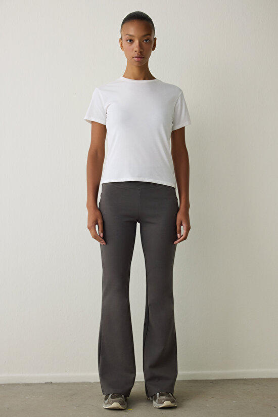 Anthracite Easy High Waisted Bell-bottom Trousers - 1