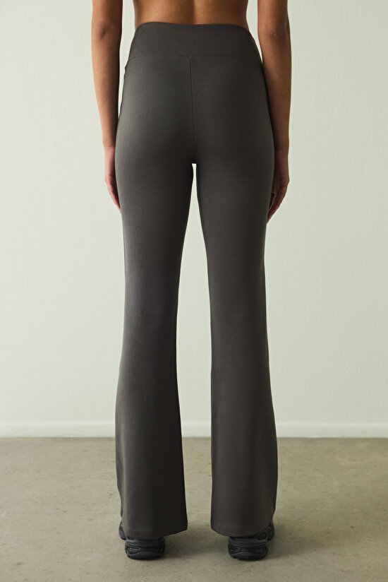 Anthracite Easy High Waisted Bell-bottom Trousers Anthracite Easy High Waisted Bell-bottom Trousers - 3