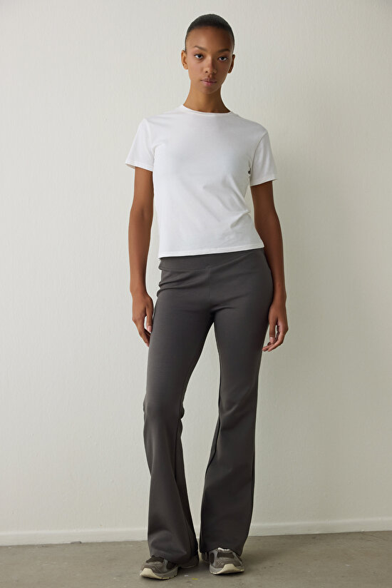 Anthracite Easy High Waisted Bell-bottom Trousers Anthracite Easy High Waisted Bell-bottom Trousers - 4