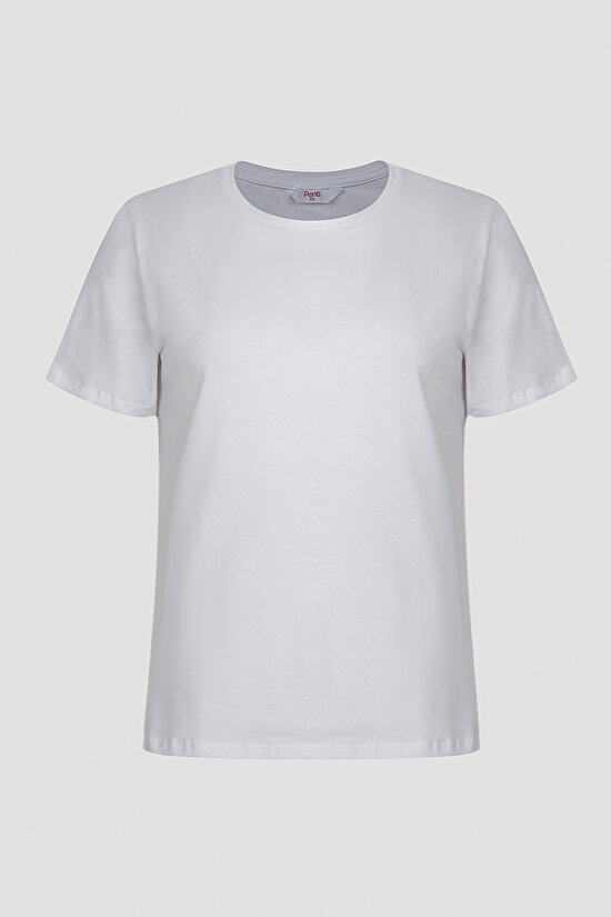 Beyaz Kısa Kollu Basic Tişört - 6