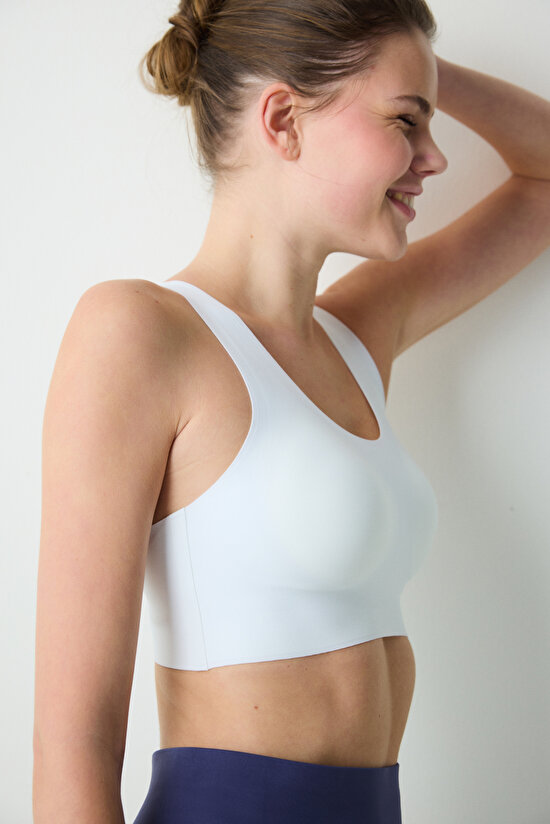 #İzbırakmaz Beyaz Orta Destek Zero Feel Bra Spor Sütyeni - 4
