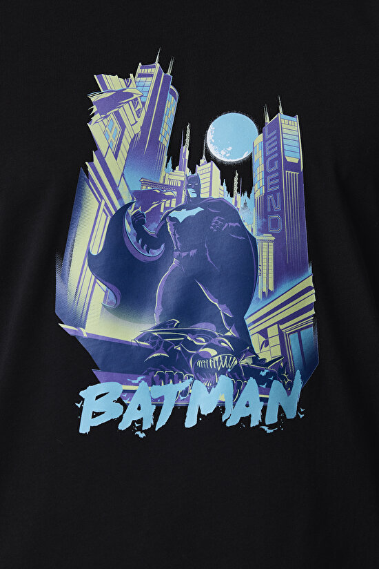 Erkek Batman Geometrik Desenli Pantolon Uzun Kollu Pijama Takımı - 2