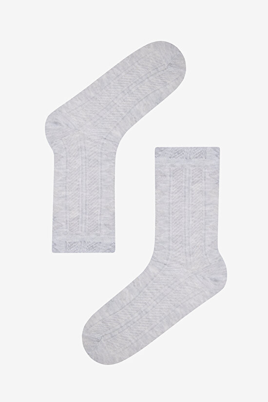 Jacquard Spiral 4lü Açık Gri Burun Dikişsiz Soket Çorap - 4