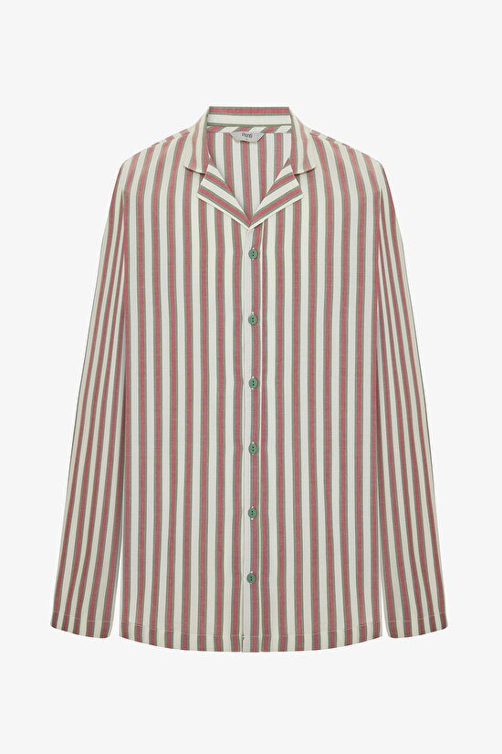 Colorful Striped Man Couple Combination Shirt Pajama Set - 2