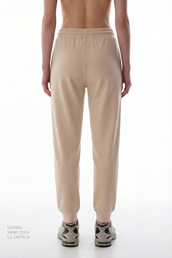 Beige Modal Adjustable Waist Jogger Sweatpants - 3