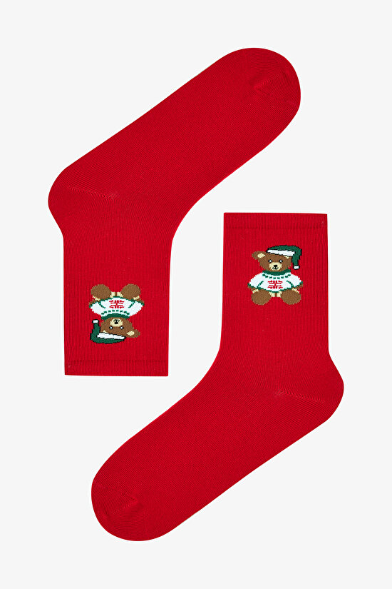 2 Çift Pamuklu Yeni Yıl Aycık Desenli Kutulu Soket Çorap - 2