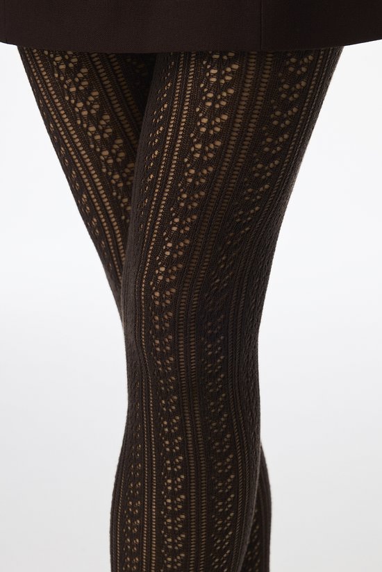 Brown Merry Colosio Geometric Print Cotton Tights - 3