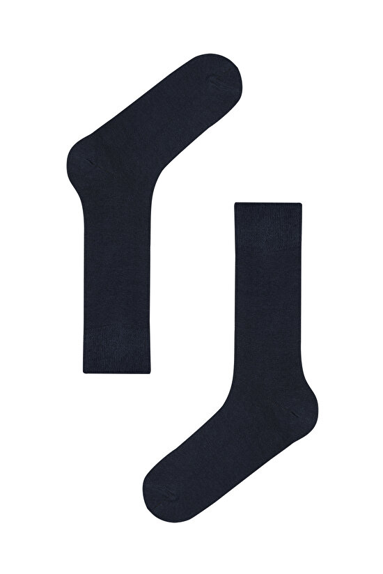 Navy - Brown Men Bamboo Socks 2in1 - 3