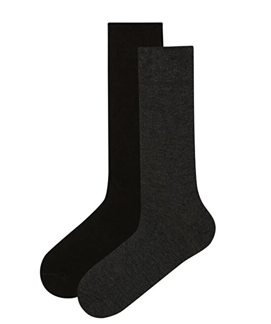 Siyah Erkek Bambu 2li Soket Çorap - 1