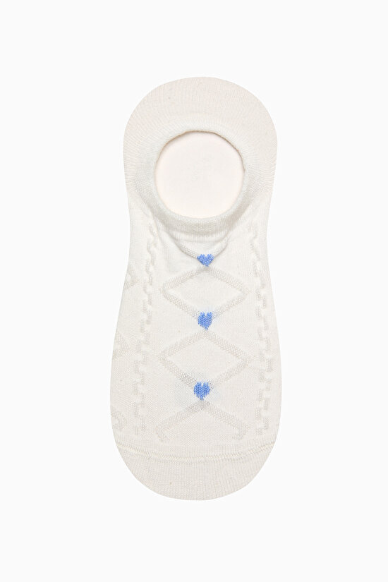 3 Çift Pamuklu Kendiden Puantiye Desenli Burun Dikişsiz Sneaker Çorap - 4