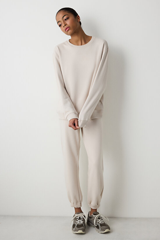 Bej Oversize Sweatshirt  - 3