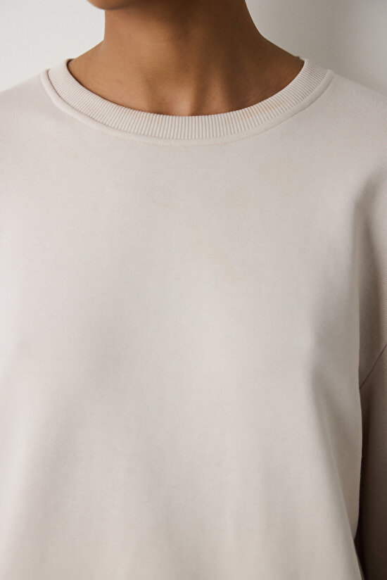 Bej Oversize Sweatshirt  - 4