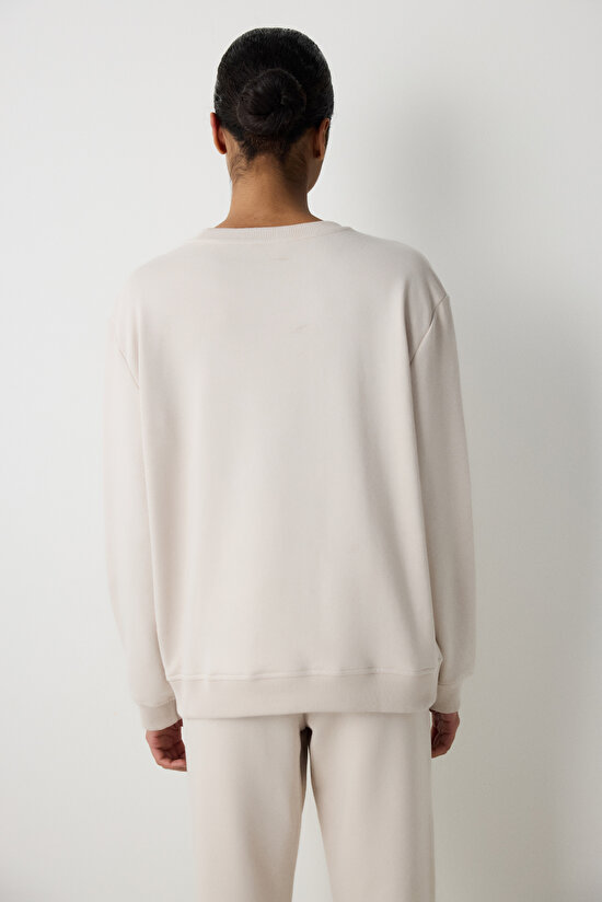 Bej Oversize Sweatshirt  - 6