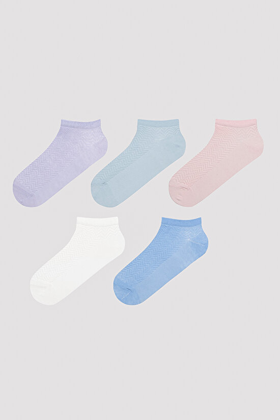 Solid Colors Açık Mavi 5li Patik Çorap - 1