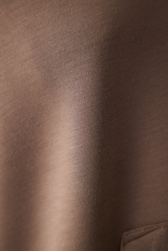 Vizon Yarım Fermuarlı Kapüşonlu Silky Touch Sweatshirt - 5