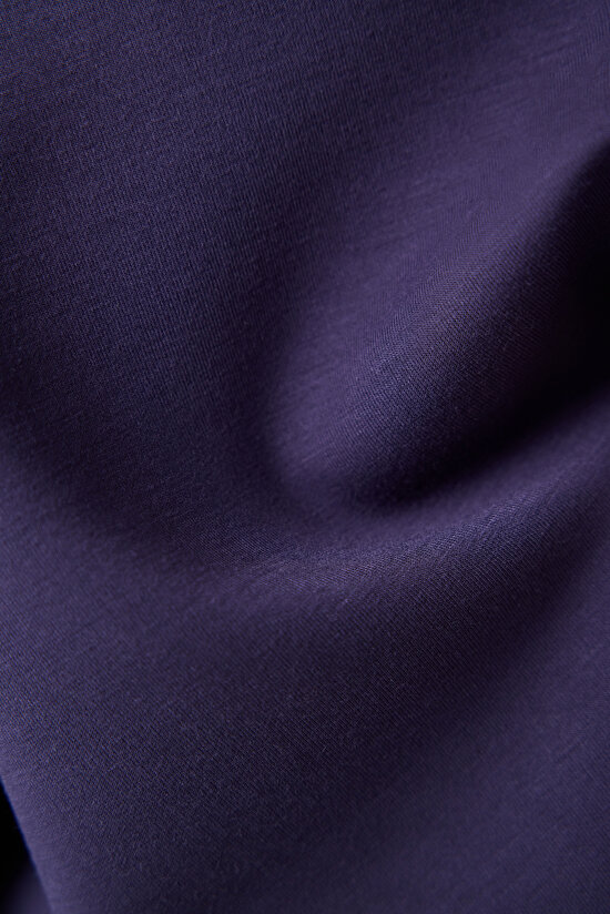 Koyu Indigo Yarım Fermuarlı Kapüşonlu Silky Touch Sweatshirt - 5