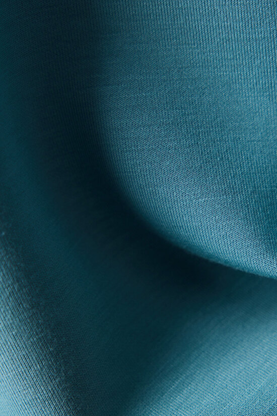 Turkuaz Mavi Yarım Fermuarlı Kapüşonlu Silky Touch Sweatshirt - 7