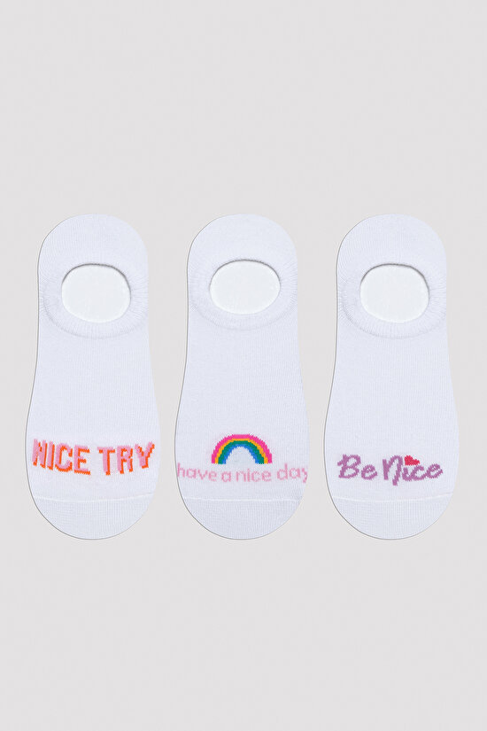 Rainbow Beyaz 3lü Sneaker Çorap - 1