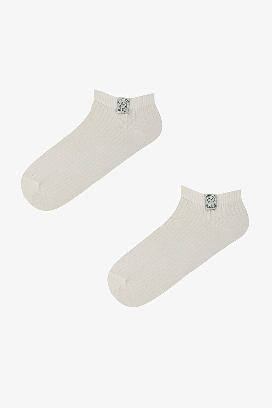 2 Çift Pamuklu Köpek Dokuma Etiketli Patik Çorap - 1