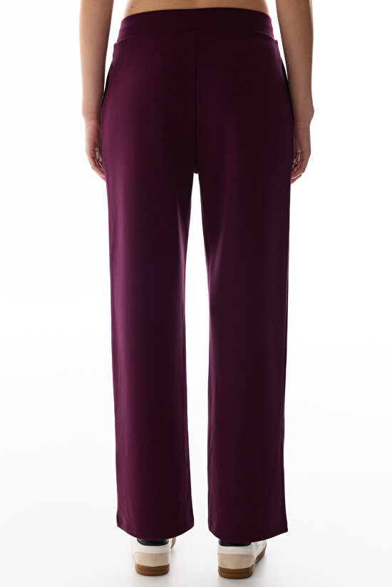Burgundy Modal Straight Nervour Trousers - 3