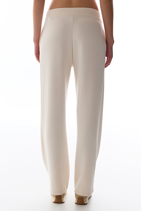 Ecru Modal Straight Nervour Trousers - 3