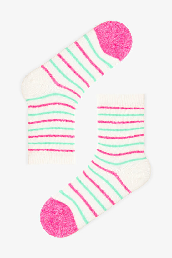 Çok Renkli Kız Çocuk Pinky Woof 4lü Soket Çorap - 3