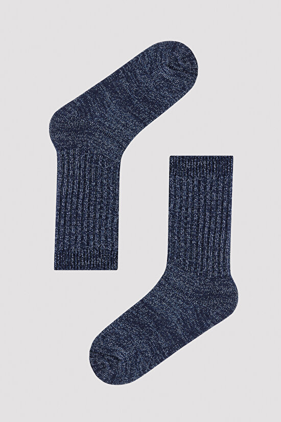 Shiny Deep Parıltılı Lacivert Soket Çorap - 1
