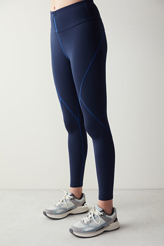 Colorful Stitched Navy Legging - 1