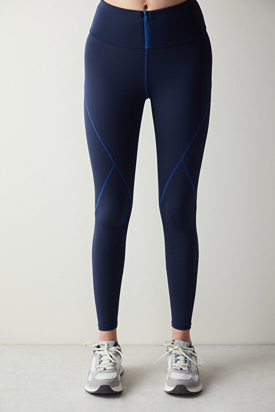 Colorful Stitched Navy Legging - 2