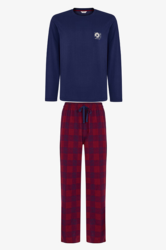 Men's Echo Block Pantolon Checked Long Sleeve Pyjama Set - 1