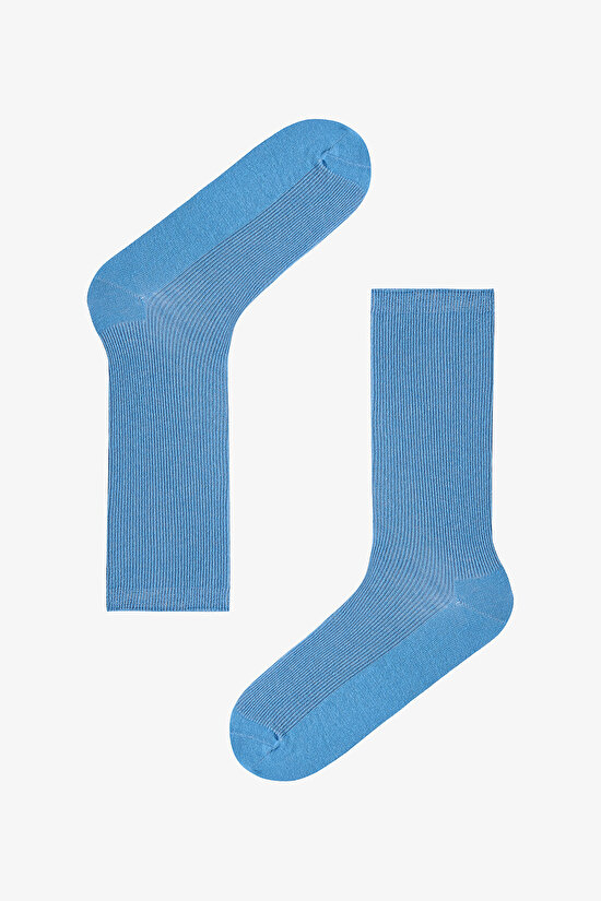 5 Çift Pamuklu Ribli Renkli Soket Çorap - 3