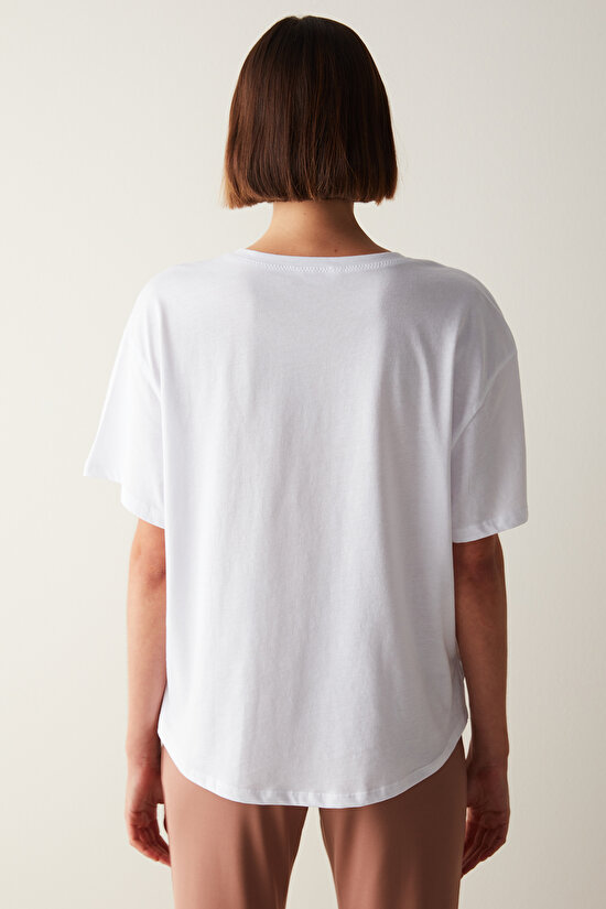 Side Split Active White T-Shirt - 5