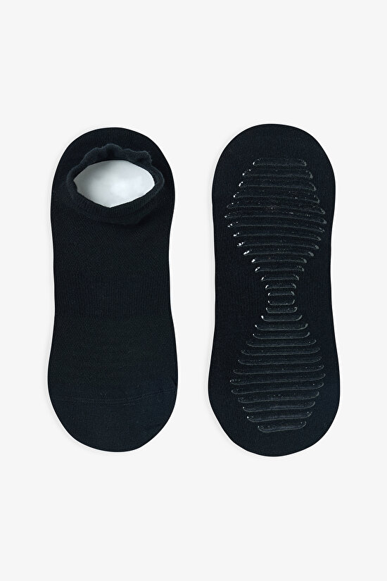Siyah Beyaz Non Grip Sport  2li Patik Çorap - 3