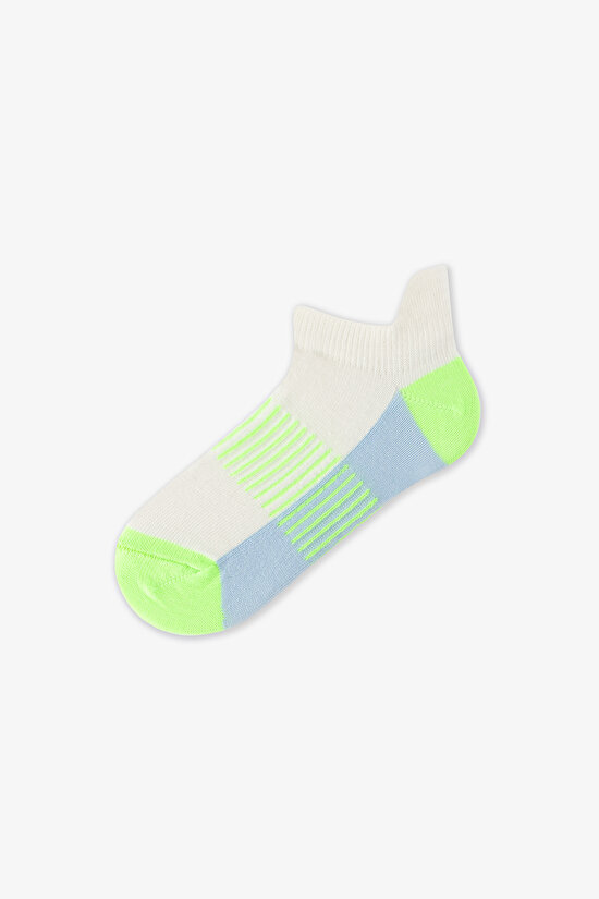 Renkli Erkek Çocuk Neon Green Blue 3'lü Tab Patik Çorap - 3