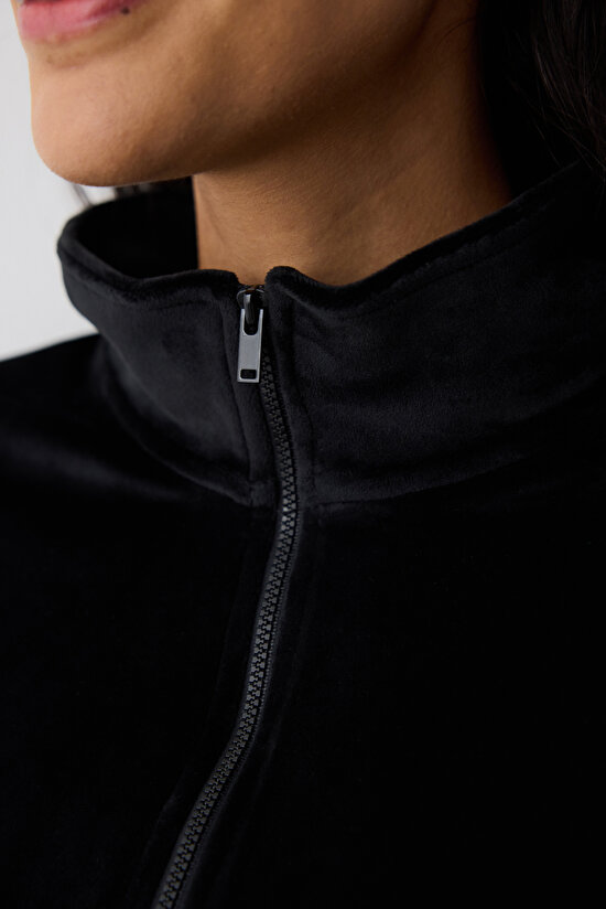 Soft Velvet Elasticated Black Jacket - 3