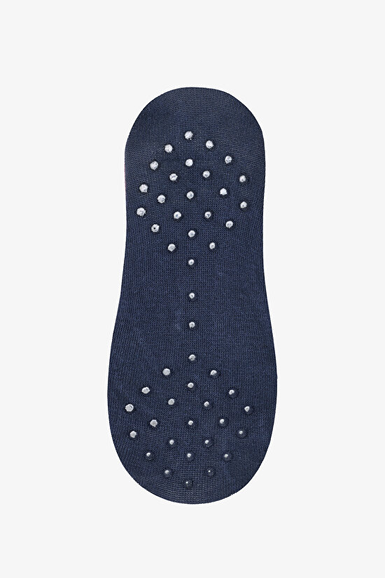 Lacivert Kaydırmaz Taban Pamuklu Parlak Çapraz Bantlı Pilates&Yoga Çorabı - 3