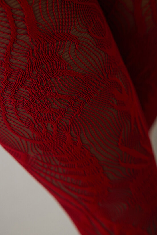 Bordo Duo File Etnik Desenli 15 Denye İnce Külotlu Çorap - 8