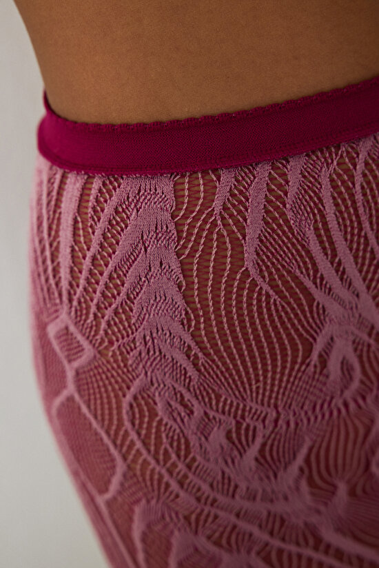 Açık Pembe Duo Etnik Desenli 15 Denye İnce Külotlu Çorap - 7