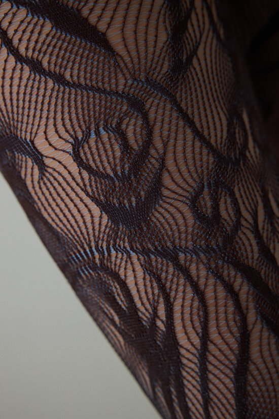 Kahverengi Duo File Etnik Desenli 15 Denye İnce Külotlu Çorap - 9