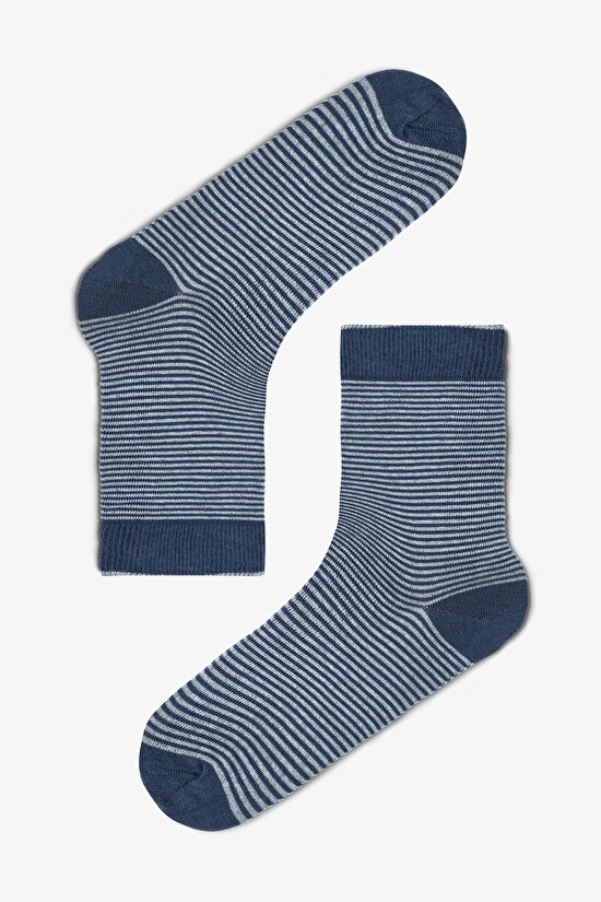 Erkek Blue Line Çizgili 5'li Soket Çorap - 3